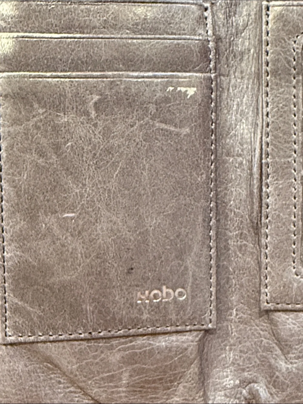 Gray Leather Hobo Laure Double Frame Clutch Wallet